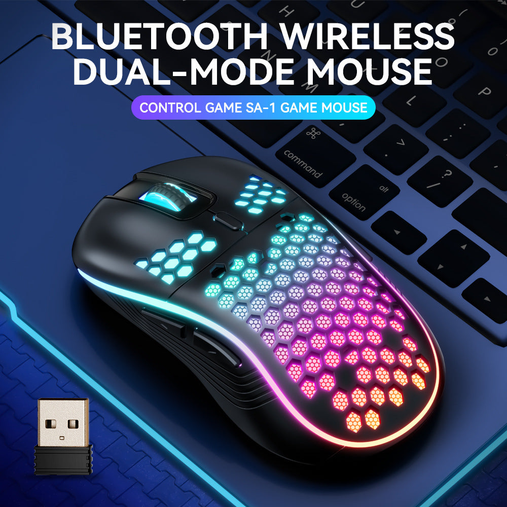 SA-1 Dual Mode Honeycomb Shell RGB Ergonomic Wireless Gaming Mouse