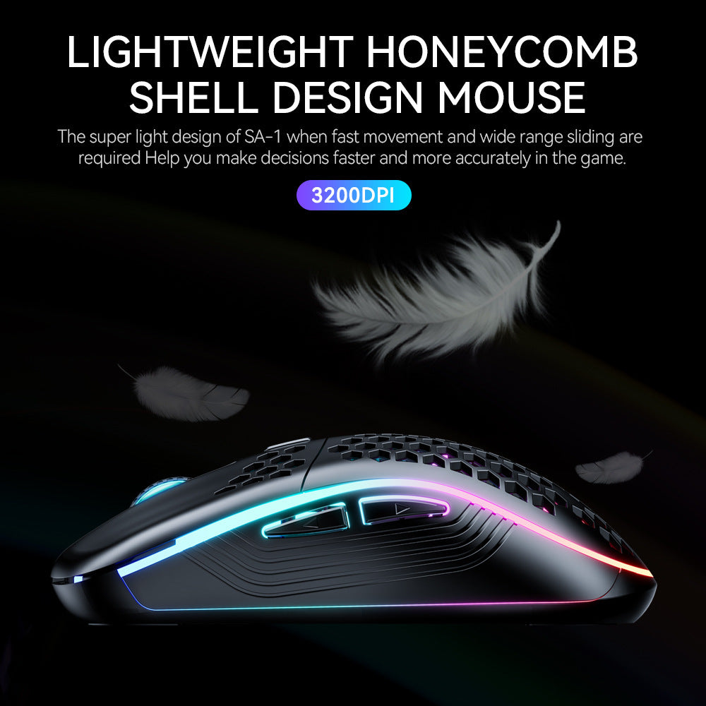 SA-1 Dual Mode Honeycomb Shell RGB Ergonomic Wireless Gaming Mouse